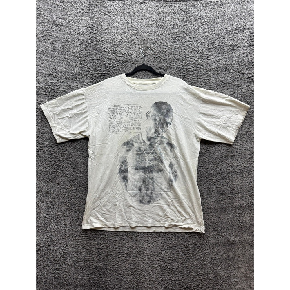 Vintage Tupac Memorial Rap Hiphop Graphic Short Sleeve T-Shirt White Size XL/2XL